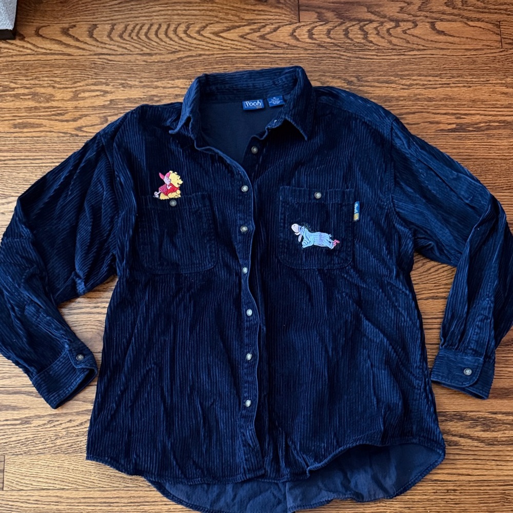 Vintage Disney Corduroy Shirt with Pooh and Eeyore Patches